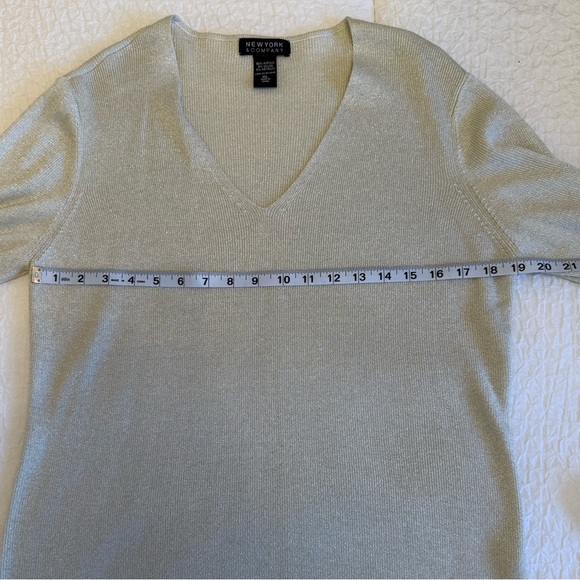 New York & Company Silver Shimmer V-Neck Sweater - Picture 5 of 9